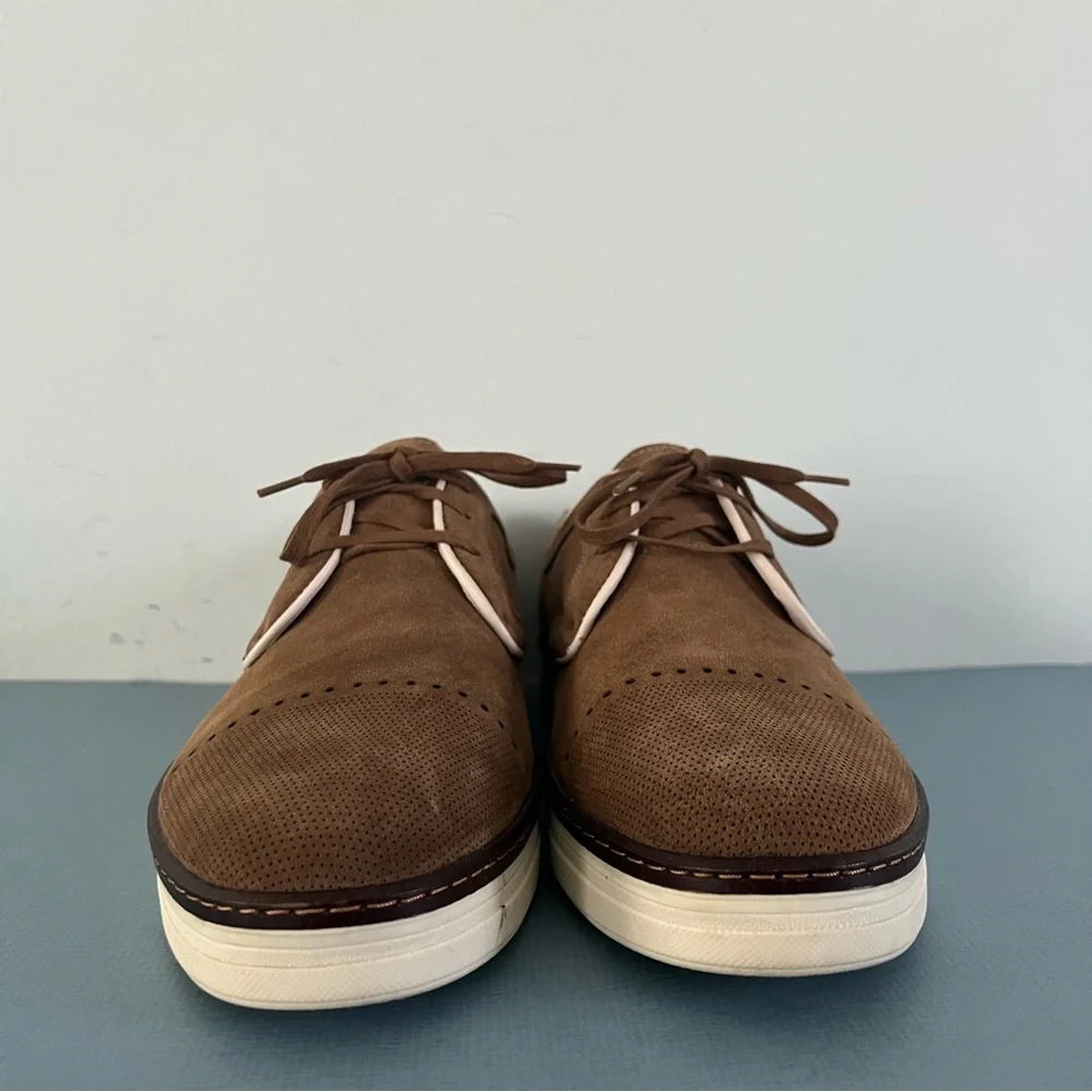 Johnston & Murphy Denby Camel Brown Suede Cap Toe Lace Up Oxford‎ Shoes